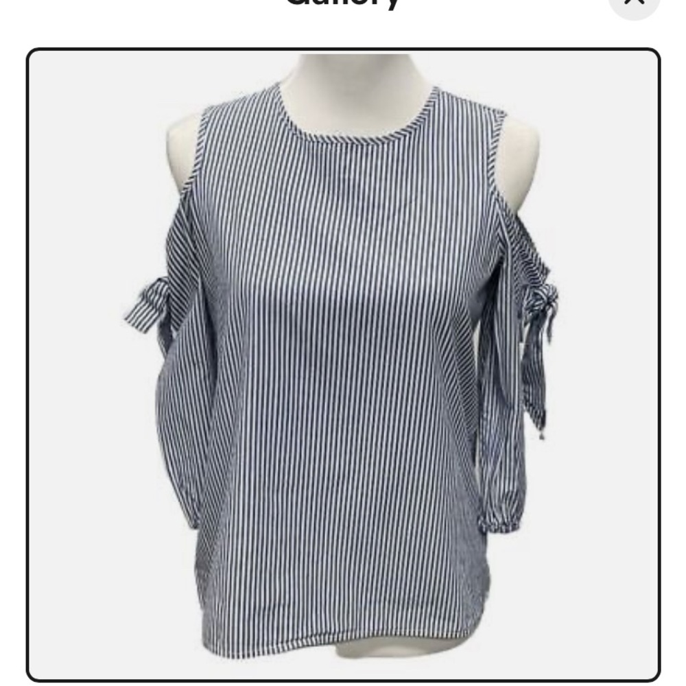 Pink Rose striped cold shoulder long-sleeve blouse shirt top cutout